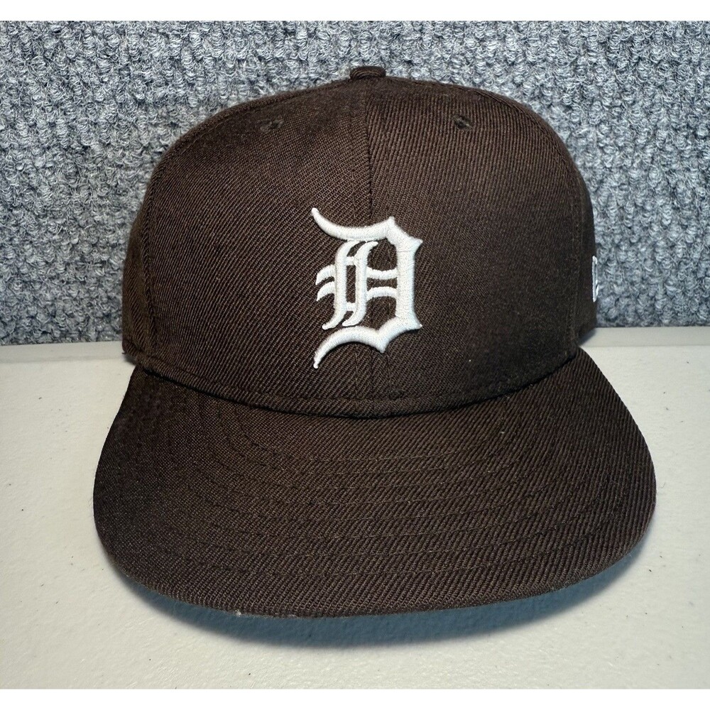 Detroit Tigers Fitted‎ Hat Baseball Cap New Era MLB 59FIFTY Brown Men’s Size 7
